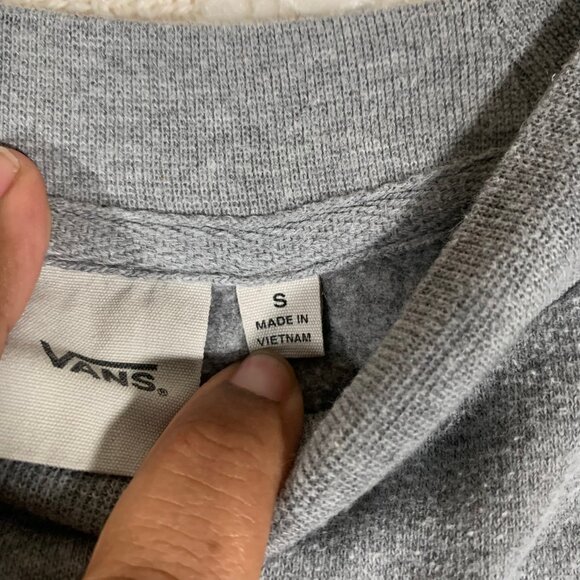 VANS WOMENS SMALL GRAY PULLOVER CREW NECK SWEATER COLORFUL LOGO SKATER - Picture 8 of 13